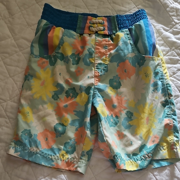 Matilda Jane Floral Kids Swim Trunks - Blue, Yellow, Orange - Picture 1 of 3
